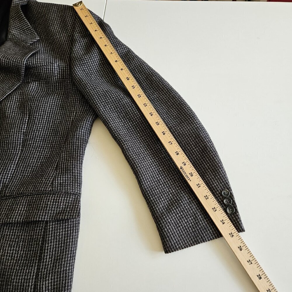 Savile Row Blazer Mens US 46 Black Gray Wool Alpaca Lined 2B Ventless Vtg FLAWS - Picture 7 of 16
